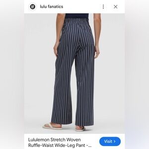 Lululemon Stretch Woven Ruffle-waist Wide-leg Pants XL Upright stripe Club Blue